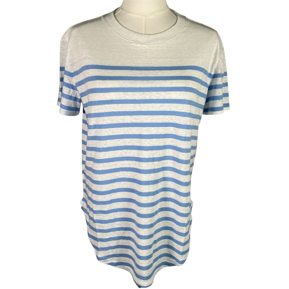 Lou & Grey Blueâ White Striped T-Shirt Size Small Nordstrom Slub Knit Casual Tee